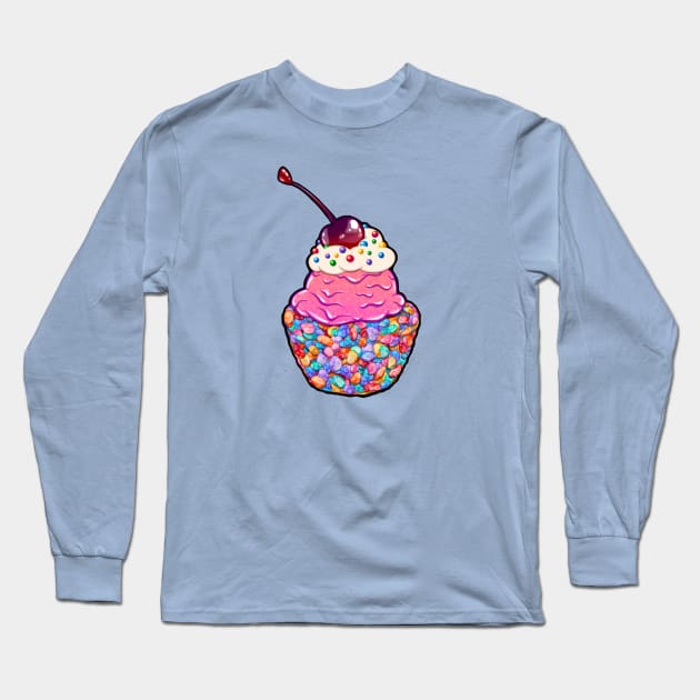 Pink Ice Cream and Fruity Cereal Long Sleeve T-Shirt by reginarennart